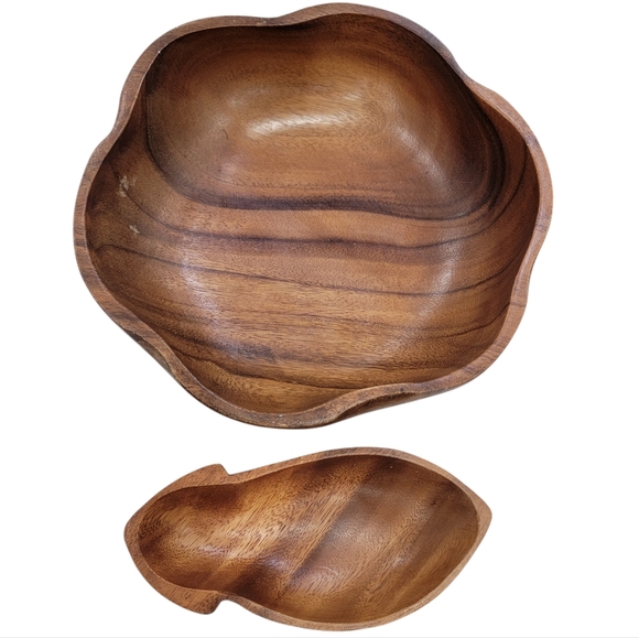 Vintage Mid Century Wooden Bowls Dishes Monkey Pod Wood Decorative Pieces - Picture 14 of 14